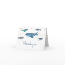Modern Ocean Whale Baby Shower Thank You Card