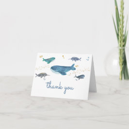 Modern Ocean Whale Baby Shower Thank You Card サンキューカード