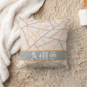 Modern Ochre and Grey Geometric Lines クッション (ブランケット)