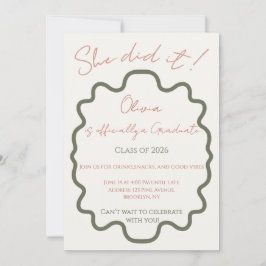 Modern Off-White She Did It Graduation Party  Inv 招待状