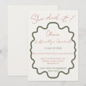 Modern Off-White She Did It Graduation Party  Inv 招待状 (正面/裏面)