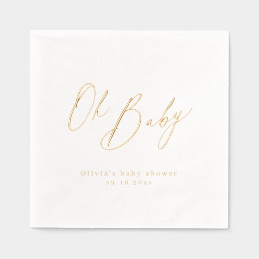 Modern oh baby script minimalist baby show 箔ナプキン (正面)