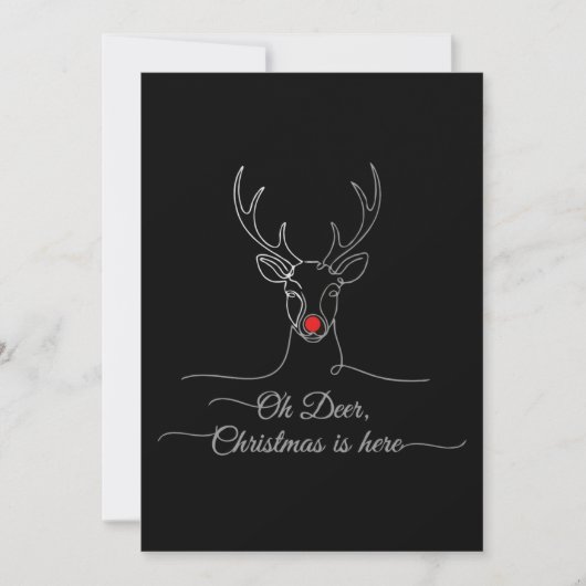 Modern "Oh Deer" Minimalist Christmas Reindeer  招待状 (正面)