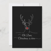 Modern "Oh Deer" Minimalist Christmas Reindeer  招待状 (裏面)