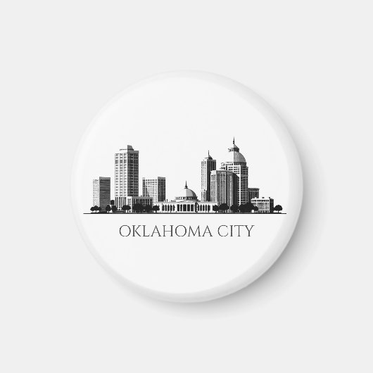 Modern Oklahoma City Stylized Skyline マグネット (正面)