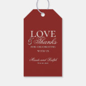 Modern Old Money Bold Red Love and Thanks Wedding  ギフトタグ (裏面)