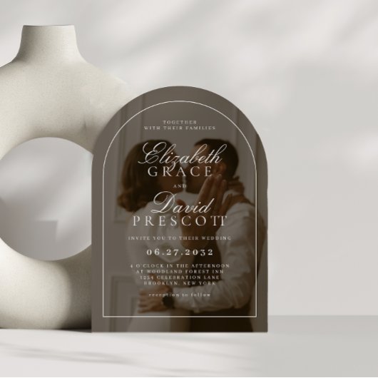 Modern Old Money Photo Overlay Arch Wedding 招待状