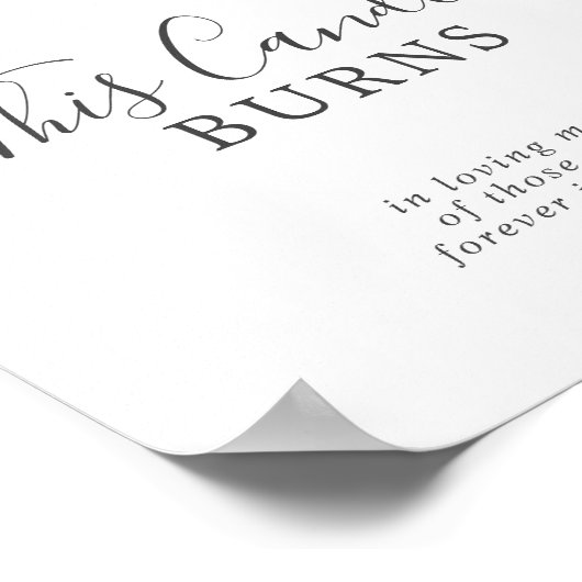 Modern Olive Candle Burns Wedding Memorial Sign ポスター (角)