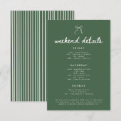 Modern Olive Green Bachelorette Weekend Details エンクロージャーカード (正面/裏面)