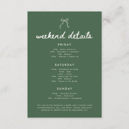 Modern Olive Green Bachelorette Weekend Details エンクロージャーカード
