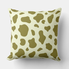 Modern Olive Green Cow Print クッション