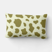 Modern Olive Green Cow Print ランバークッション (裏面)