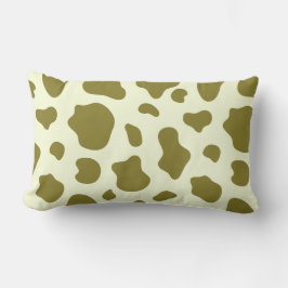 Modern Olive Green Cow Print ランバークッション