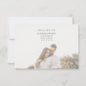 Modern Olive Green Custom Photo Wedding RSVP Card (裏面)