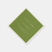 Modern Olive Green Custom Wedding Names スタンダードカクテルナプキン (角)