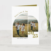 Modern Olive Green Family Christmas Folded シーズンカード (正面)