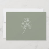 Modern Olive Green French Roses Wedding セーブザデート (裏面)