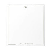 Modern Olive Green Minimalist Elegant Monogram ノートパッド (正面)