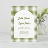 Modern Olive Green Old Money Checkered Wedding 招待状 (スタンド正面)