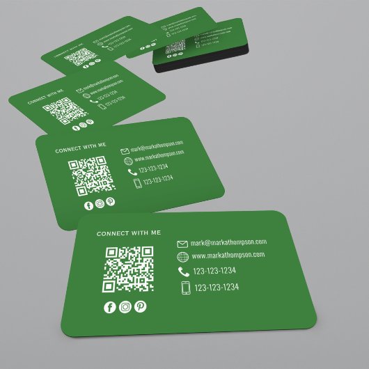Modern Olive Green QR Code Photo Networking Card 名刺