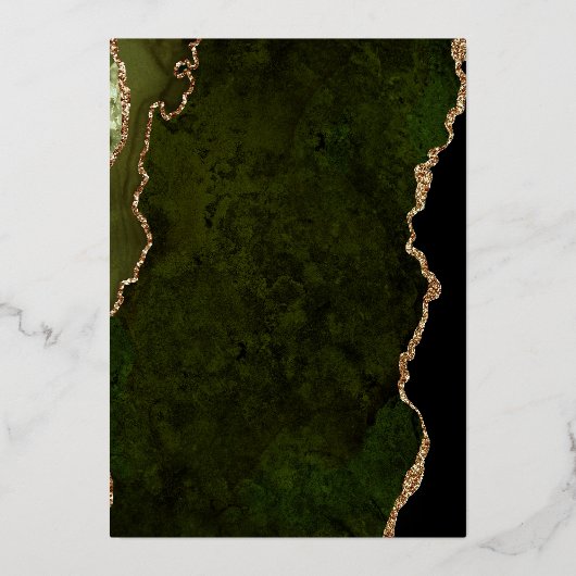 Modern Olive Green Script Wedding 箔招待状 (裏面)