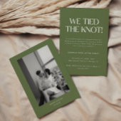 Modern Olive Green Wedding Elopement Reception 招待状