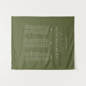 Modern Olive Green Wedding Seating Chart Fabric タペストリー (正面(横))