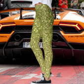 Modern Olive Grey Yellow Glitter Festive Pattern  レギンス