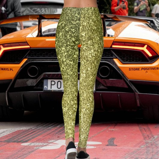 Modern Olive Grey Yellow Glitter Festive Pattern  レギンス