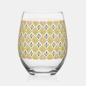 Modern Olive & Magenta Geometric Tribal Pattern ステムなしワイングラス (裏面)