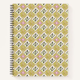 Modern Olive & Magenta Geometric Tribal Pattern ノートブック