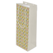 Modern Olive & Magenta Geometric Tribal Pattern ワインギフトバッグ (正面アングル)