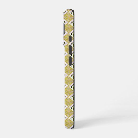 Modern Olive & Magenta Geometric Tribal Pattern iPhone 16ケース (左側面)