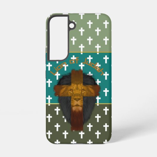 Modern Olive Turquoise Green Cross Lion of Judah Samsung Galaxyケース (裏面)