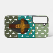 Modern Olive Turquoise Green Cross Lion of Judah Samsung Galaxyケース (裏面横)