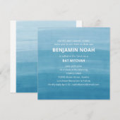 Modern Ombre Gradient Ocean Teal Blue Bar Mitzvah 招待状 (正面/裏面)