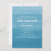Modern Ombre Gradient Ocean Teal Blue Bat Mitzvah 招待状 (正面)
