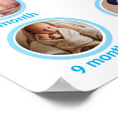 Modern One Year Milestone Baby Boy Photo Collage  ポスター (角)