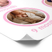 Modern One Year Milestone Baby Girl Photo Collage ポスター (角)