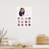 Modern One Year Milestone Baby Girl Photo Collage ポスター (キッチン)
