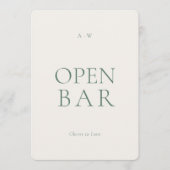 Modern Open Bar Wedding Sign 招待状 (正面)