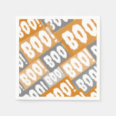 Modern Orange and Grey Boo Pattern Halloween  スタンダードカクテルナプキン (正面)