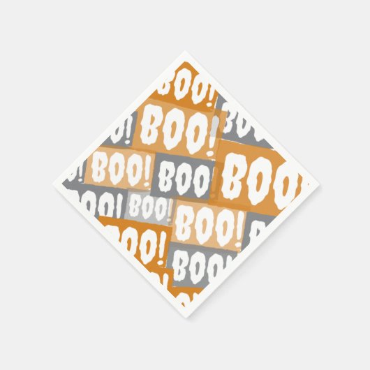 Modern Orange and Grey Boo Pattern Halloween  スタンダードカクテルナプキン (角)