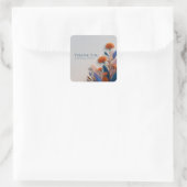 Modern Orange and Teal Botanical Papercraft スクエアシール (バッグ)