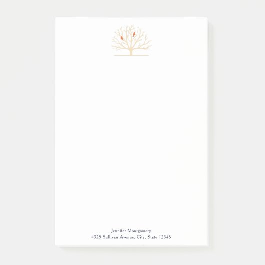 Modern Orange Birds in a Large Tree Illustration ポストイット (正面)