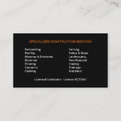 Modern Orange Black Building Contractor 名刺 (裏面)