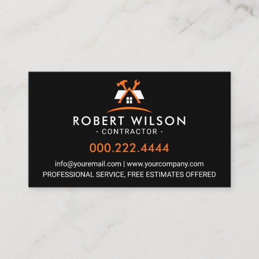 Modern Orange Black Building Contractor 名刺 (正面)