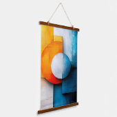 Modern Orange Blue Geometric Abstract Textured Art 吊り下げ型タペストリー (傾斜あり)