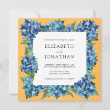 Modern Orange Blue Hydrangeas Watercolor Wedding