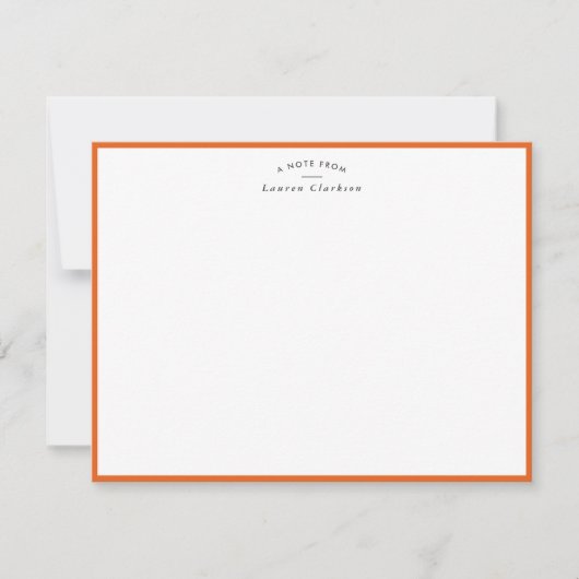 Modern Orange Border Personalized Note Card 招待状 (正面)